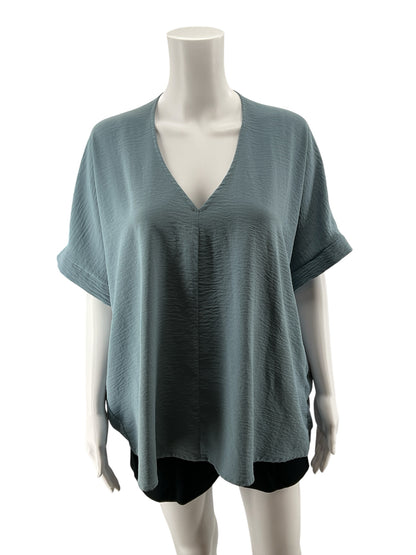 Jodifl Slate Blue V-Neck Dolman Sleeve High-Low Top Size Medium