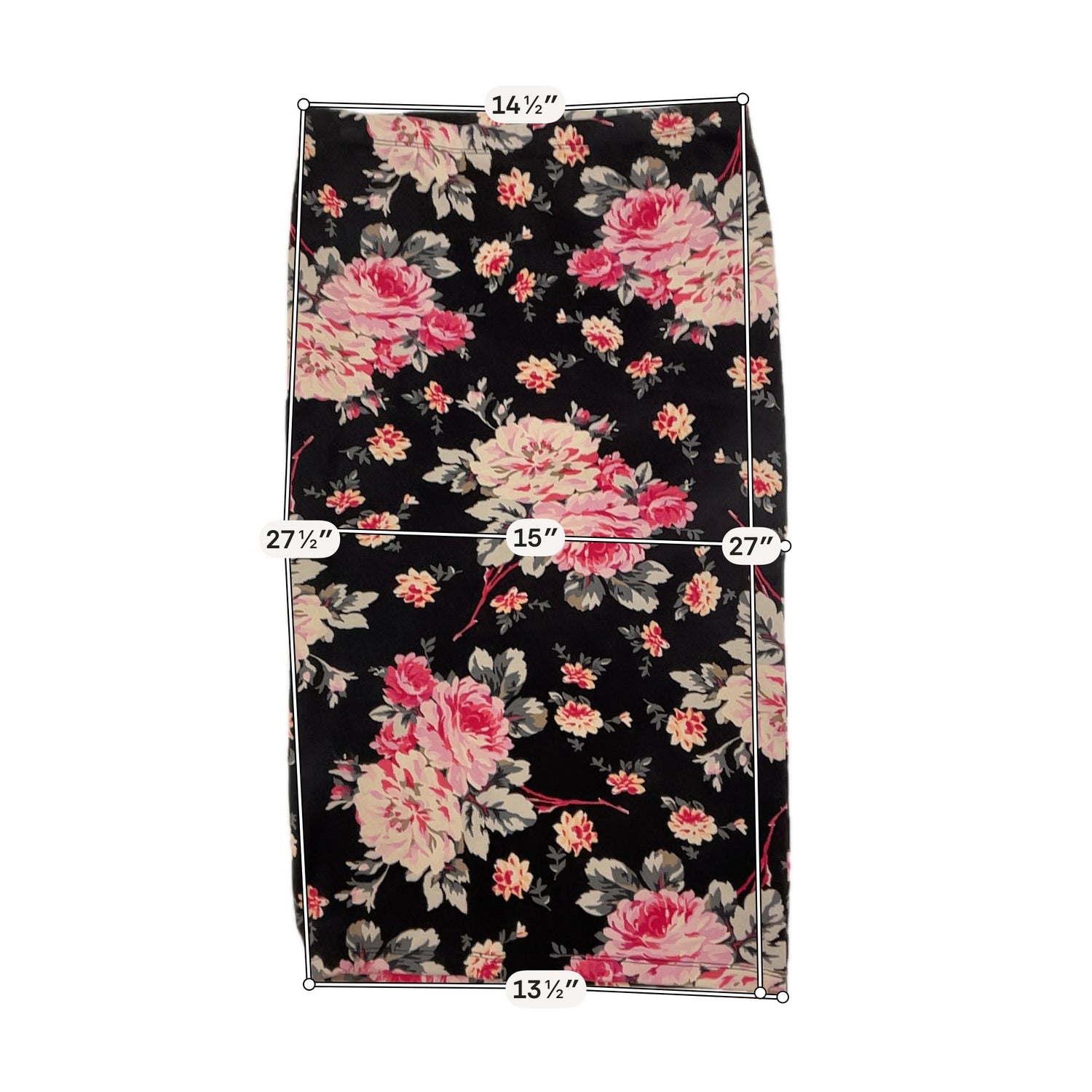Express Black/Tan/Pink Skirt Black Pink Floral High-Waisted Pencil Midi Skirt Size Medium - Size M