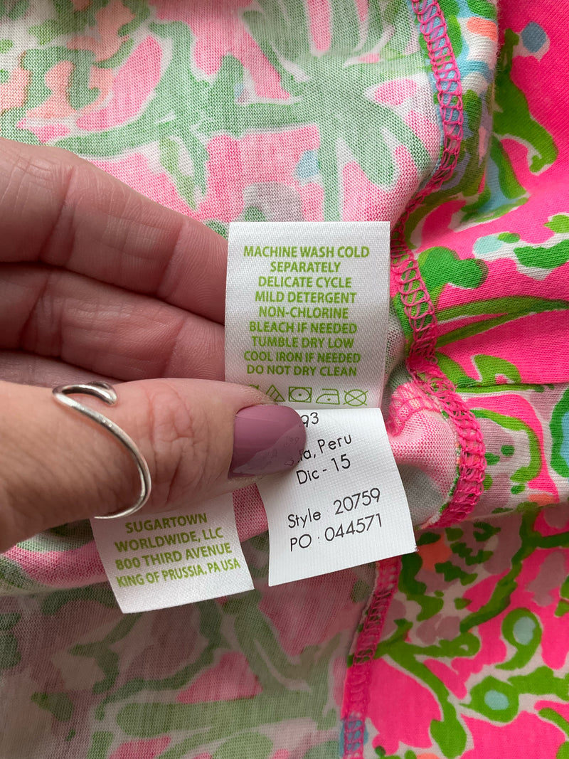 Lilly Pulitzer Pink/Green Print Pre-Owned Ladies Dress - Size XS