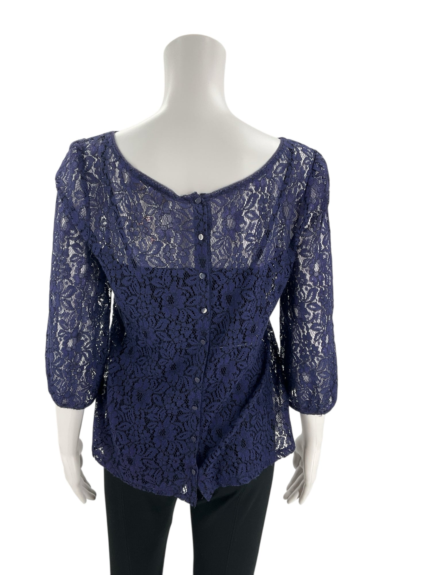 Loft Blue Lace Pre-Owned Ladies Top - Size Medium - Margaret’s Fine Consignment