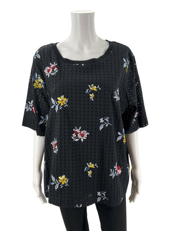 Ann Taylor Black/Multi Floral Pre-Owned Ladies Top - Size XL