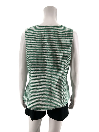 Maeve by Anthropologie Green &amp;amp; White Stripe Waffle-Knit Tank Top | Size Large