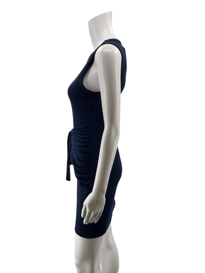 Kaiteigh Navy Ribbed Tie-Waist Bodycon Sleeveless Mini Dress Size Small