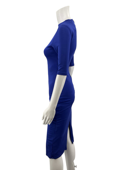 Alice + Olivia Jeri Ruched Scuba Bodycon Dress Royal Blue XS
