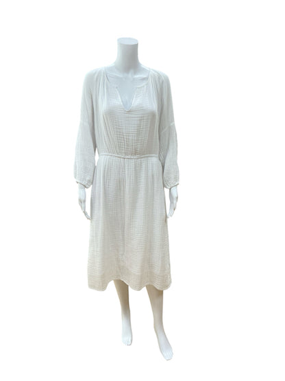 Félicité White Textured Cotton Gauze Midi Dress Size 4 - ONLINE ONLY