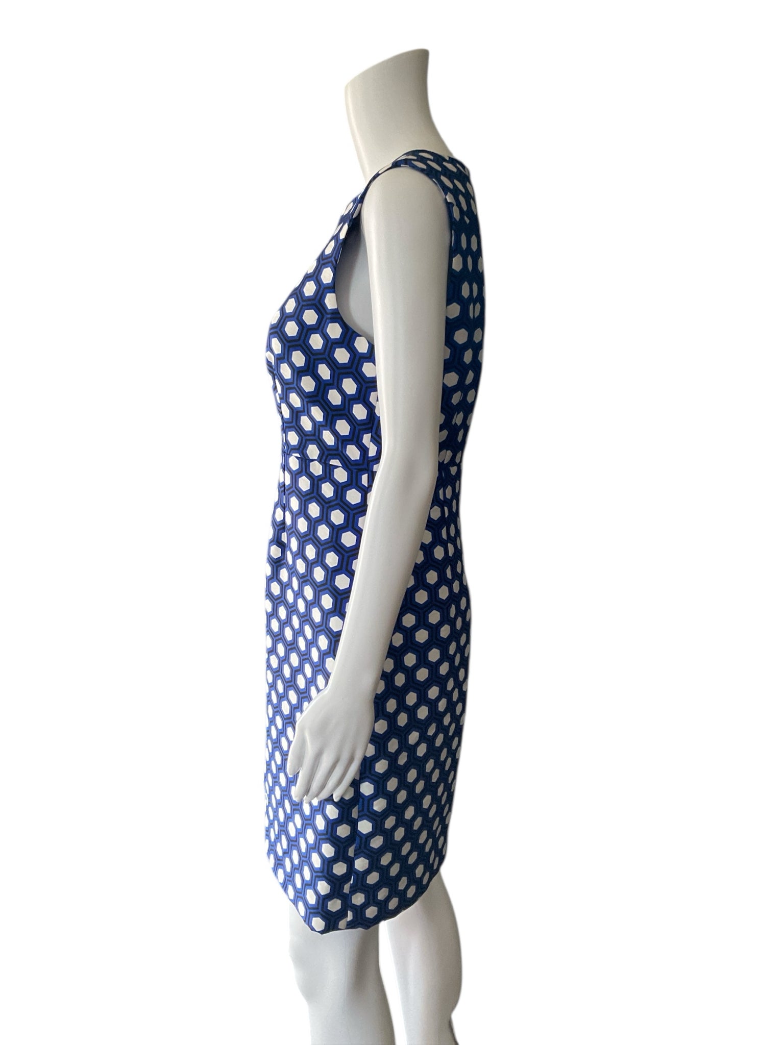 Diane von Furstenberg Blue &amp; White Octagon Print Dress – Women’s Size 8 - ONLINE ONLY