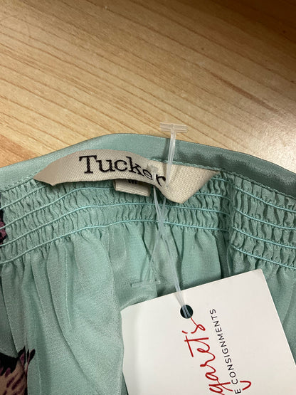 Tucker Bird Print 100% Silk Smocked Blouse | Size Medium