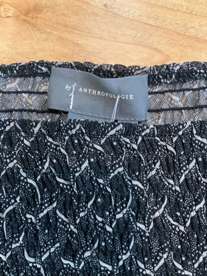 Anthropologie Smocked Metallic Off-Shoulder Peplum Top Size Small