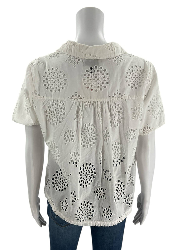 Micheal Stars White Eyelet Top - Size Small - Margaret’s Fine Consignment