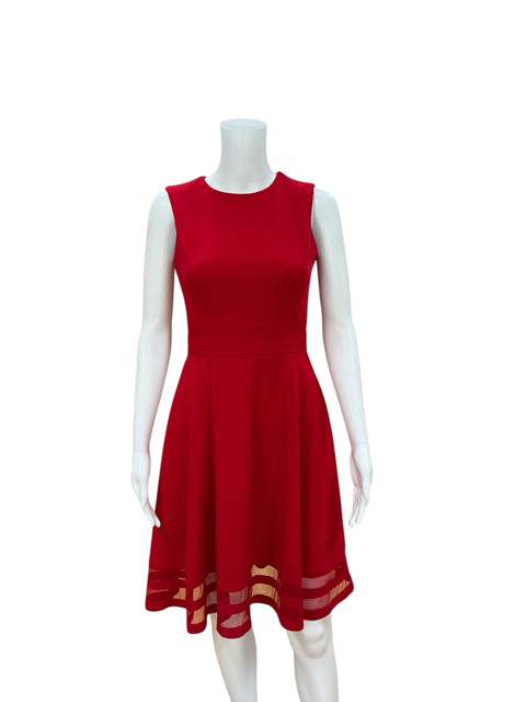 Calvin Klein Red Solid Pre-Owned Ladies Dress - Size 2