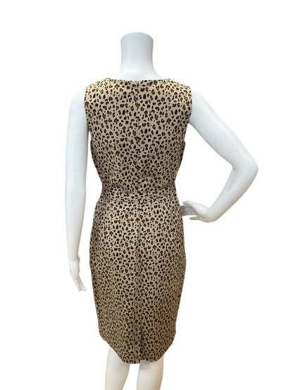 J Crew Size 2 Tan/Black Leopard Pre-Owned Ladies Dress