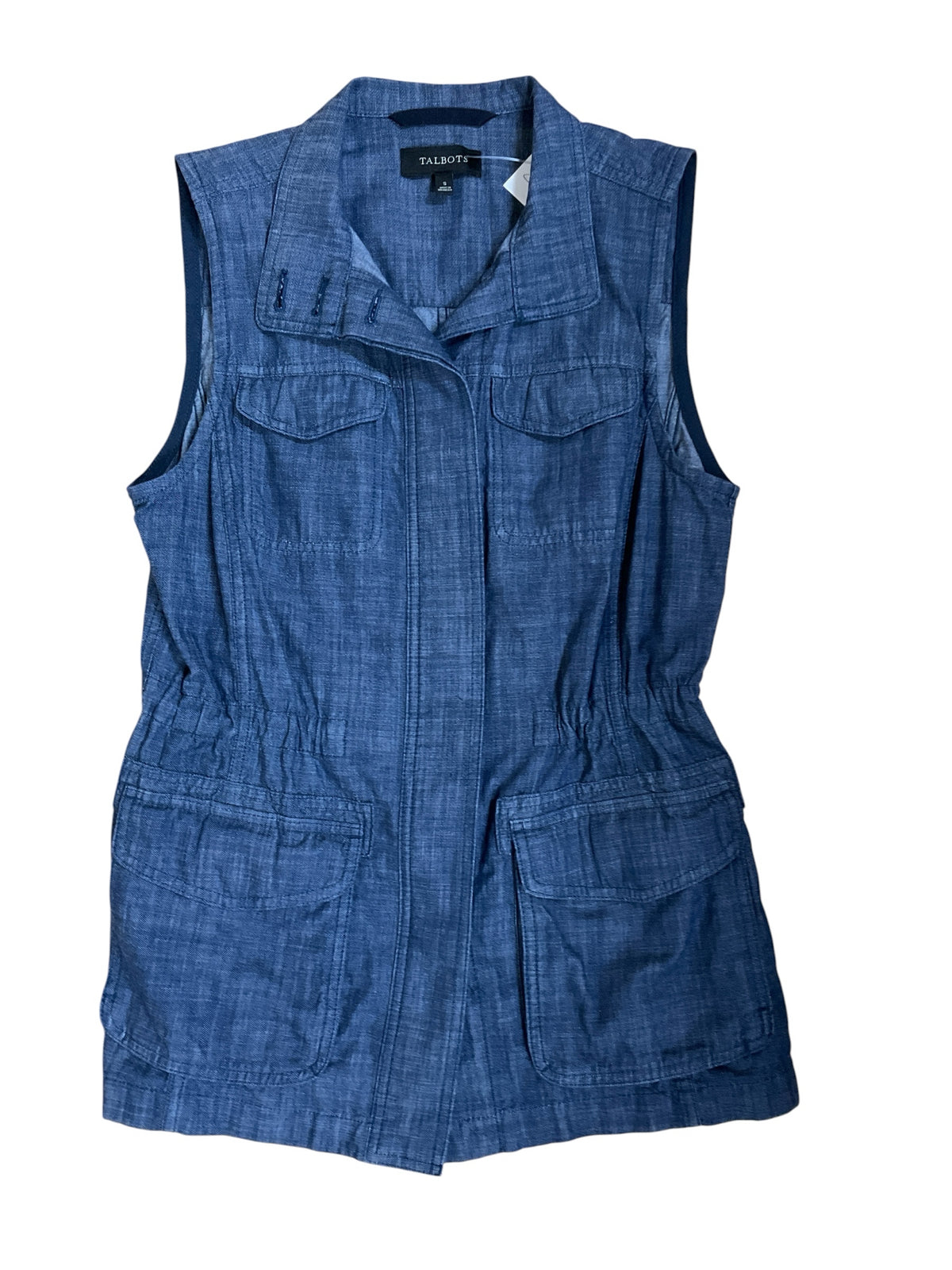 Talbots Chambray Sleeveless Romper Blue Cotton Utilitarian Size Small