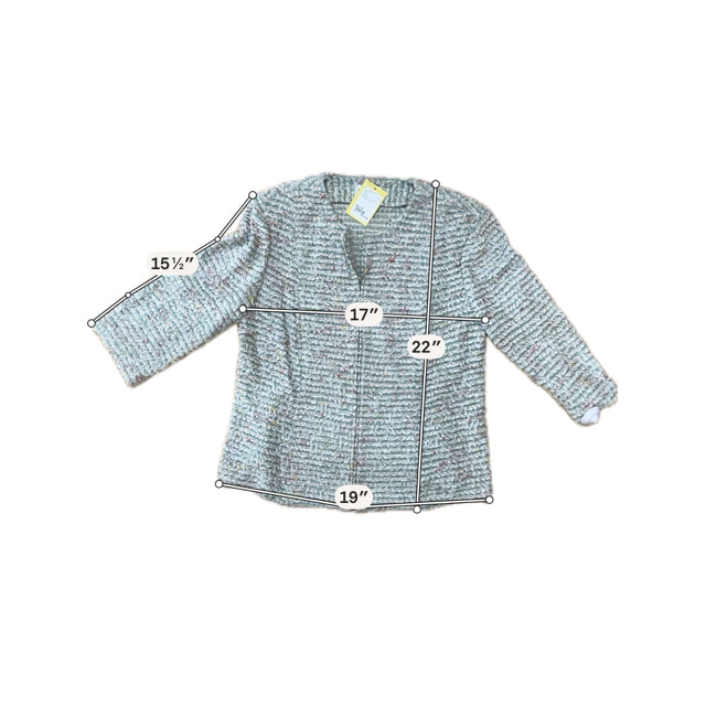 St. John Collection white/aqua/pink Jacket Pastel Tweed Boucle Knit Jacket Size 18 - Size 16