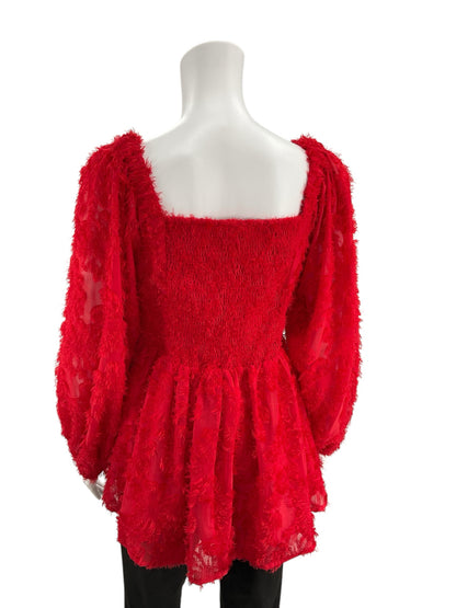 Jodifl Red Fringe Top Size Medium - rear view