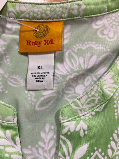 Ruby Rd. Green &amp;amp; White Paisley Notch Neck Tunic Top XL