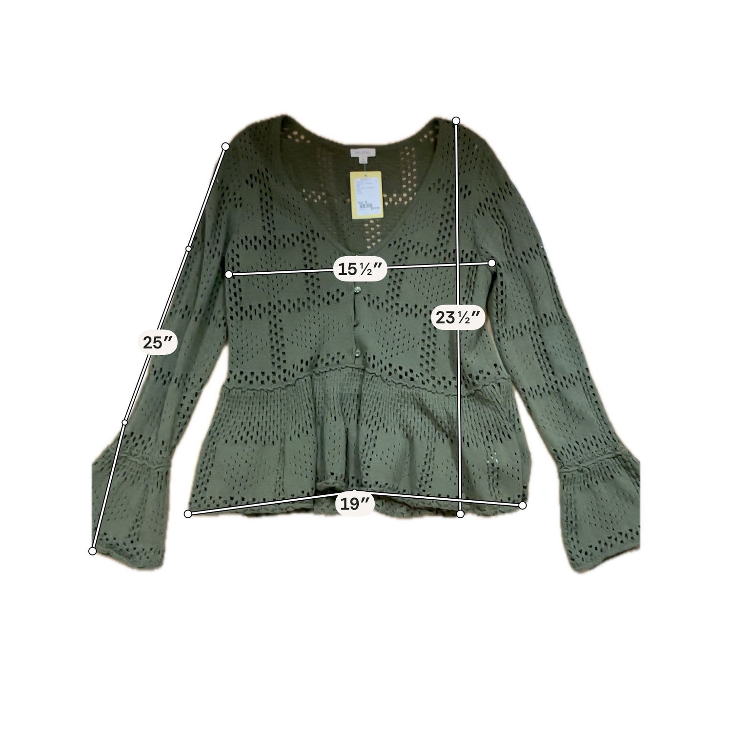 Pilcro and the Letterpress Olive Green Waffle Knit Henley Top Size Medium