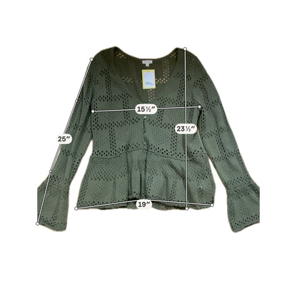 Pilcro and the Letterpress Olive Green Waffle Knit Henley Top Size Medium