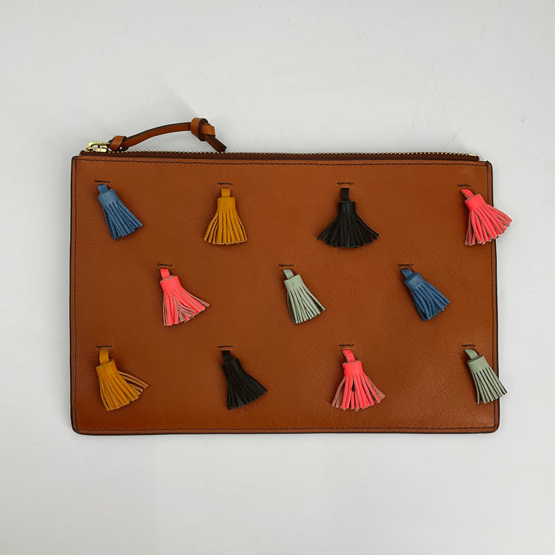 Fossil Camel Fringe New with Tags Pouch - Margaret’s Fine Consignment