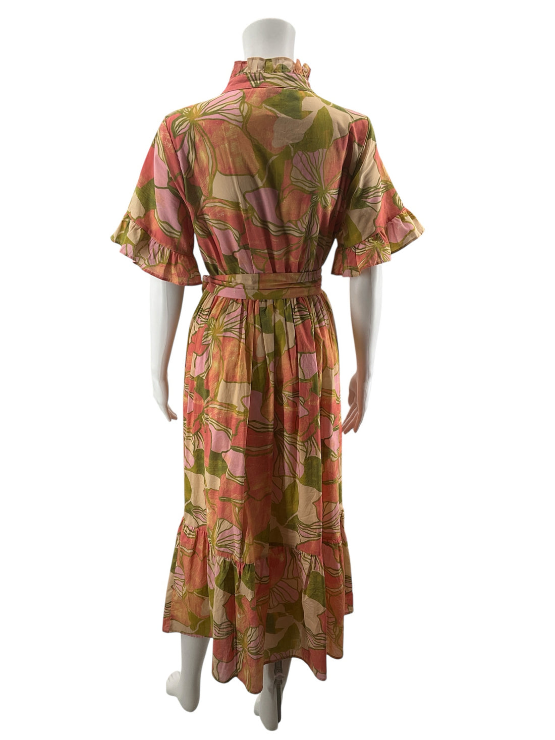 LaRoque Original Floral Cotton Tiered Midi Dress Size Medium