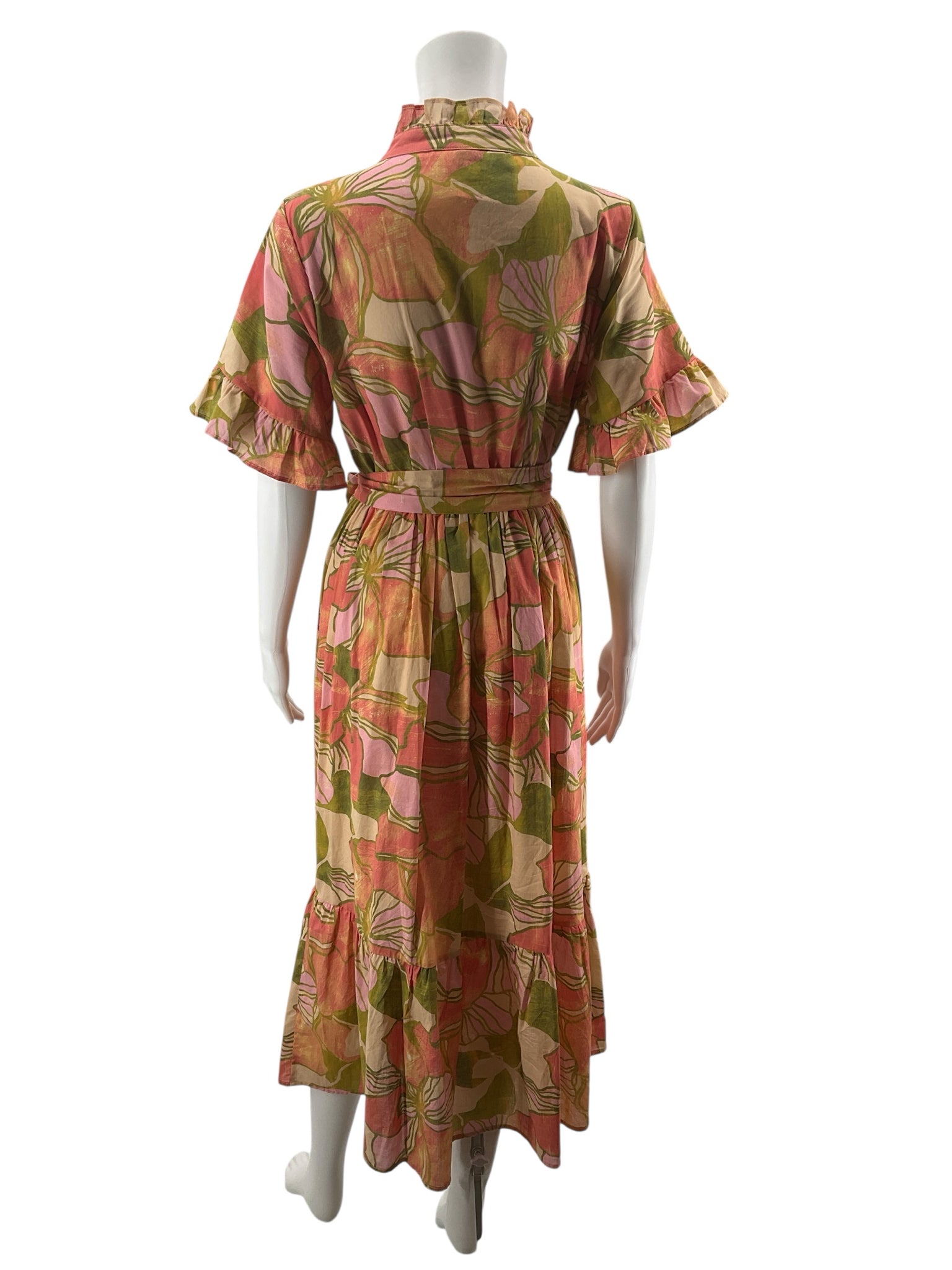 LaRoque Original Floral Cotton Tiered Midi Dress Size Medium