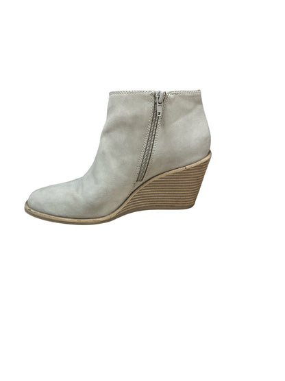 Lucky Brand Womens Tan Suede Wedge Ankle Booties | Size 8 M