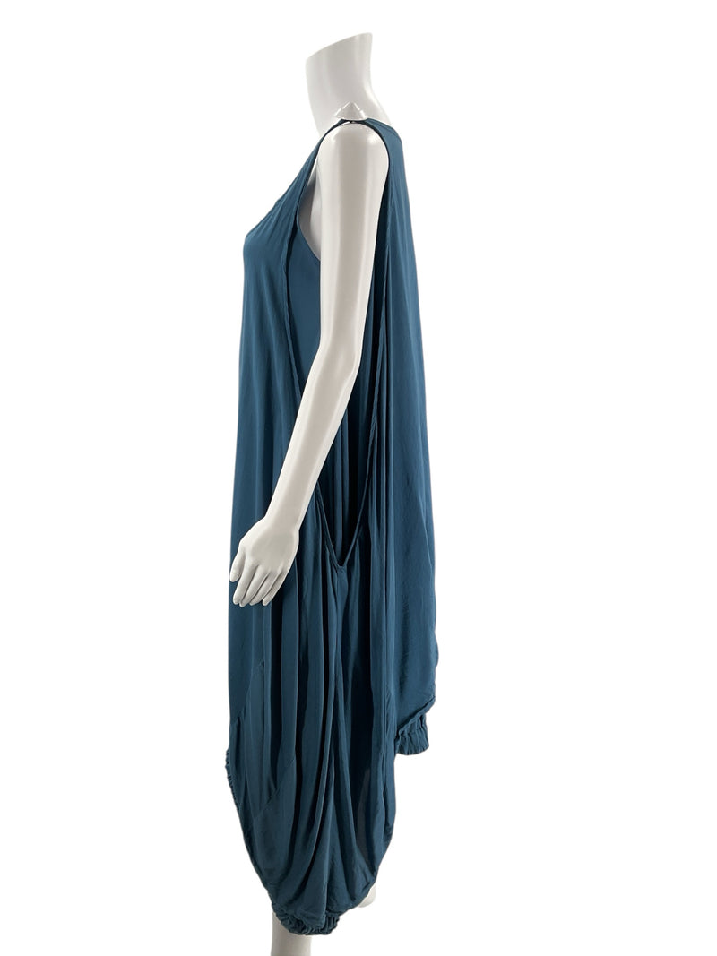 Grizas Blue Solid Pre-Owned Ladies Dress - Size Medium
