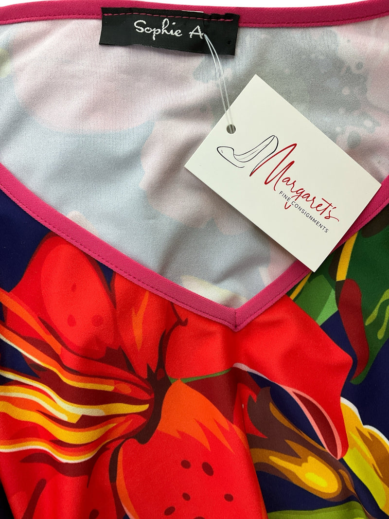 Sophie A Purple/Pink/Orange Floral Pre-Owned Top - Size Medium
