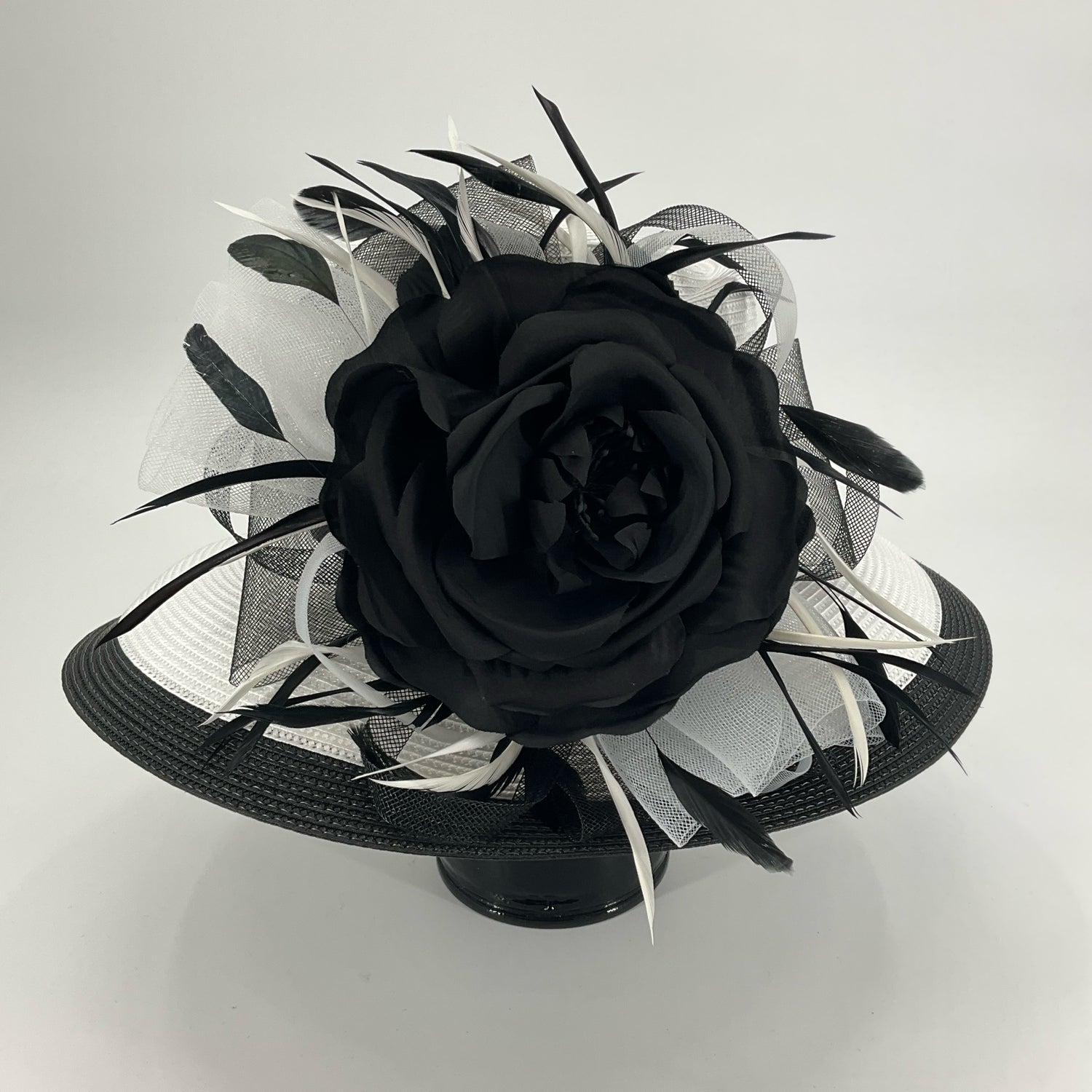 Kate Landry Black/White Flower Derby Hat