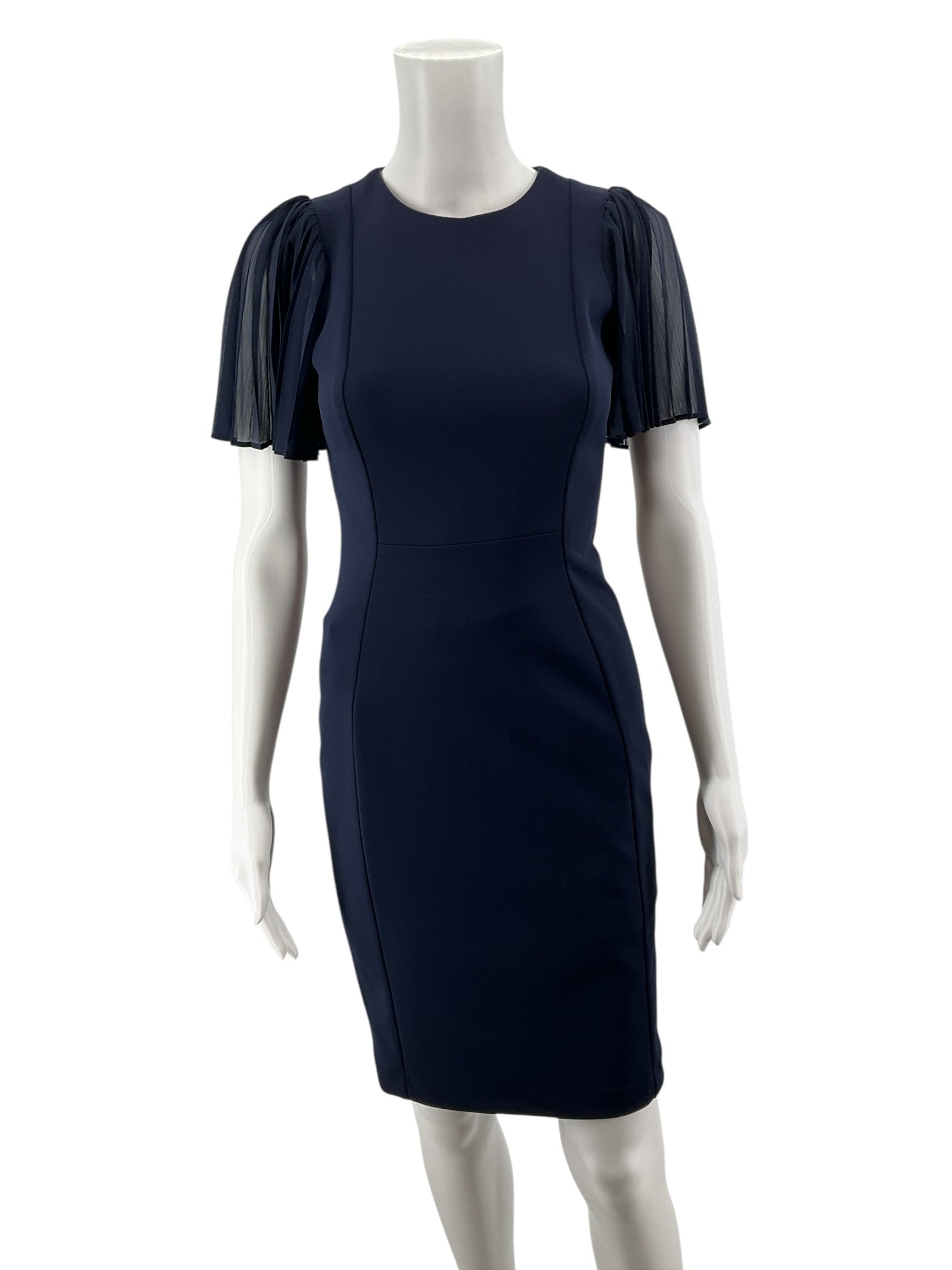 Calvin Klein Petite Pleated Flutter-Sleeve Sheath Dress - Indigo