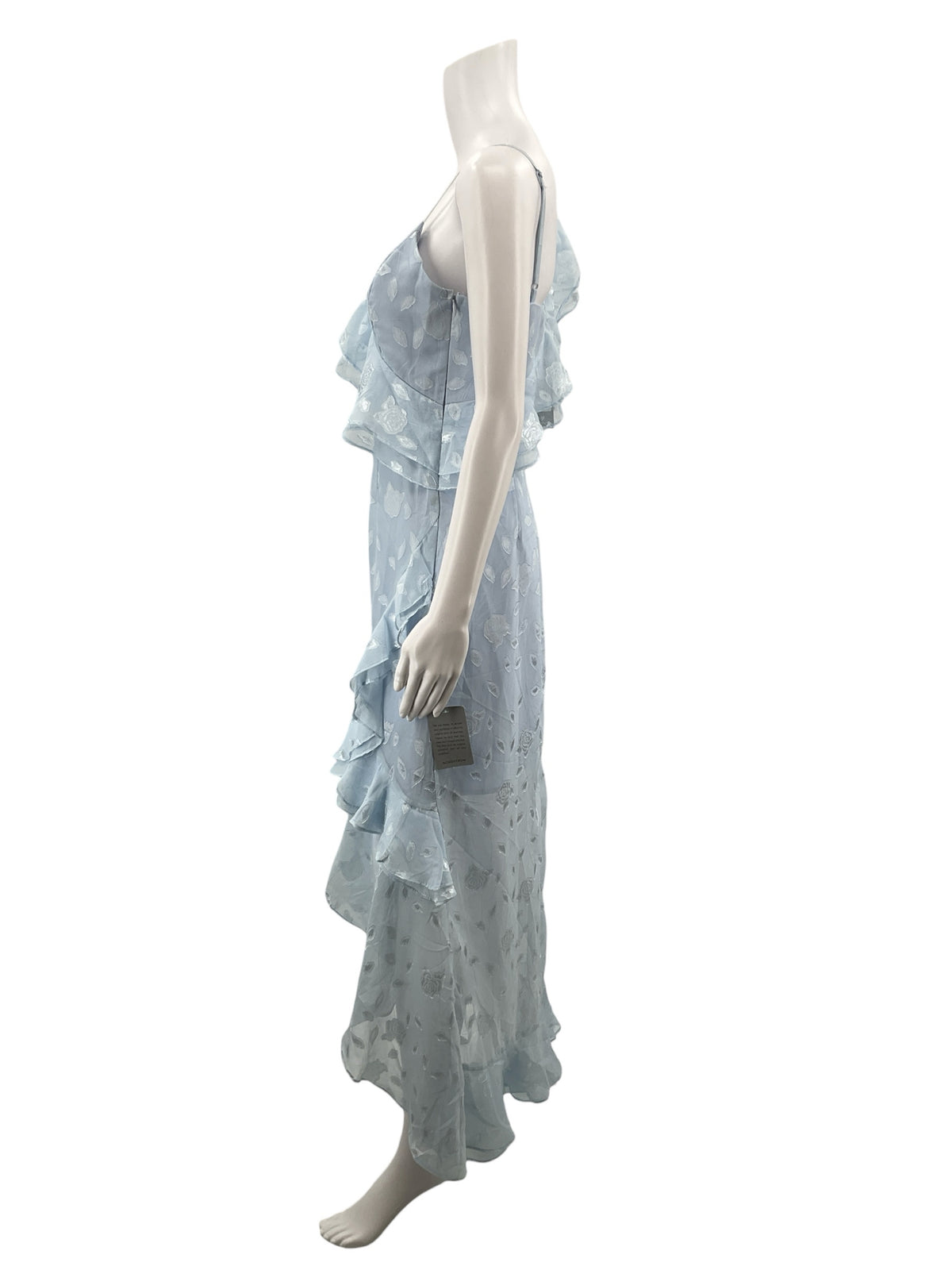 Lulus Dreamy Date Light Blue Floral Jacquard Ruffled Midi Dress Size Small NWT - ONLINE ONLY
