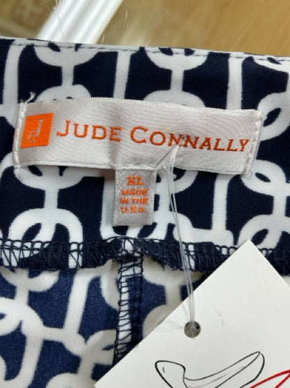 Jude Connally Geometric Chain Link Print Pull-On Pants Navy White Size XL - ONLINE ONLY