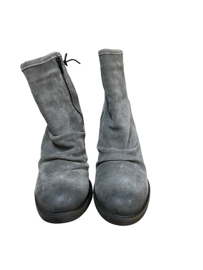 b.o.c (Born Concepts) Cybele Gray Suede Lace-Up Back Block Heel Ankle Booties