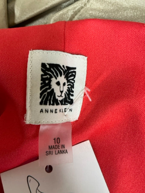 Anne Klein Coral Floral Ombre Ruched Sheath Dress Cap Sleeve Size 10