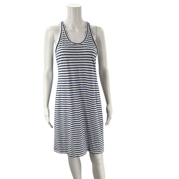 J Crew White/Blue Stripe Pre-Owned Ladies Dress - Size Medium - Margaret’s Fine Consignment
