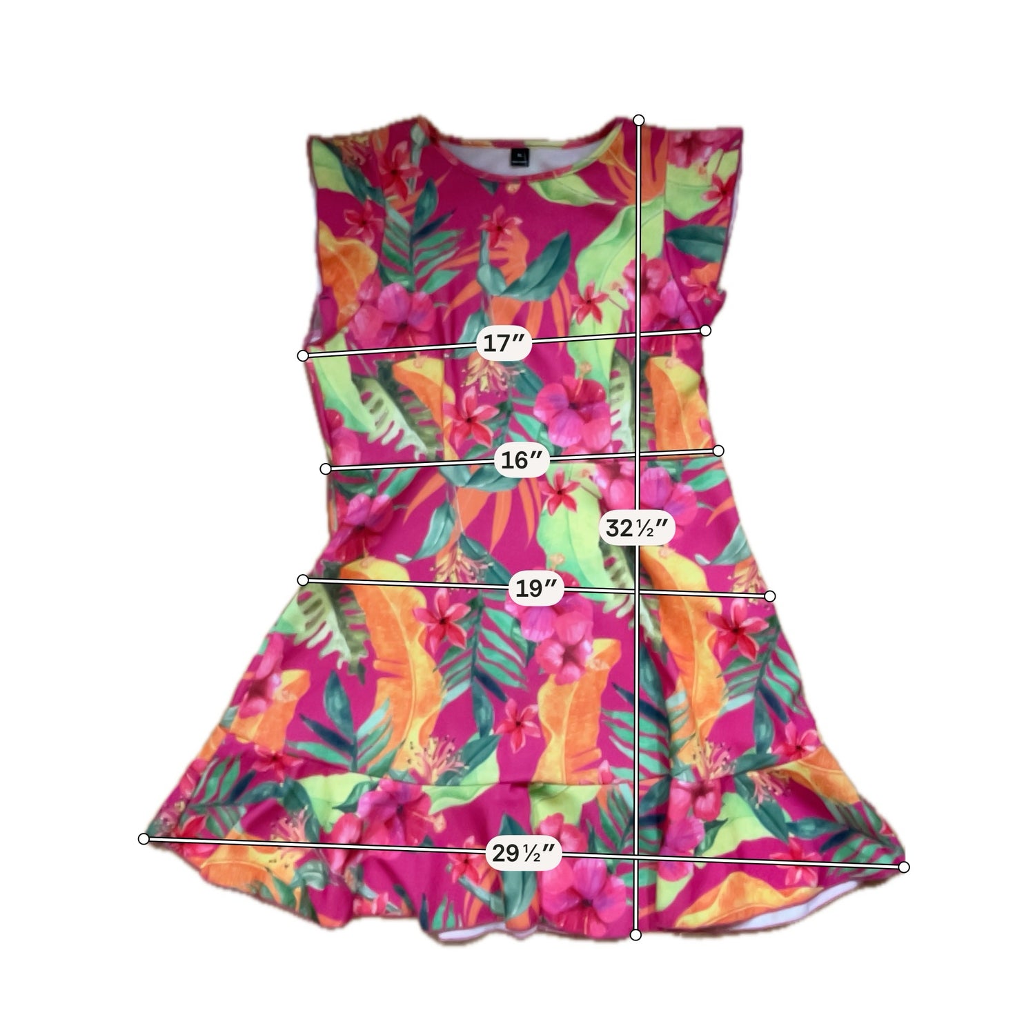 Shein Floral Cap Sleeve A-Line Dress Size XL Pink Green Orange