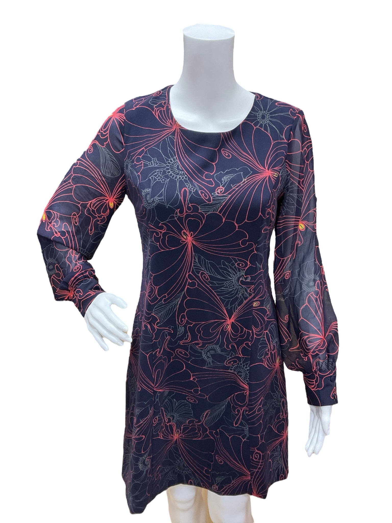 Julie Brown Navy Butterfly Print Dress – Women’s Size 4 – New With Tags - ONLINE ONLY