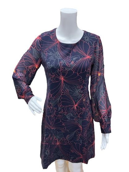 Julie Brown Navy Butterfly Print Dress – Women’s Size 4 – New With Tags - ONLINE ONLY