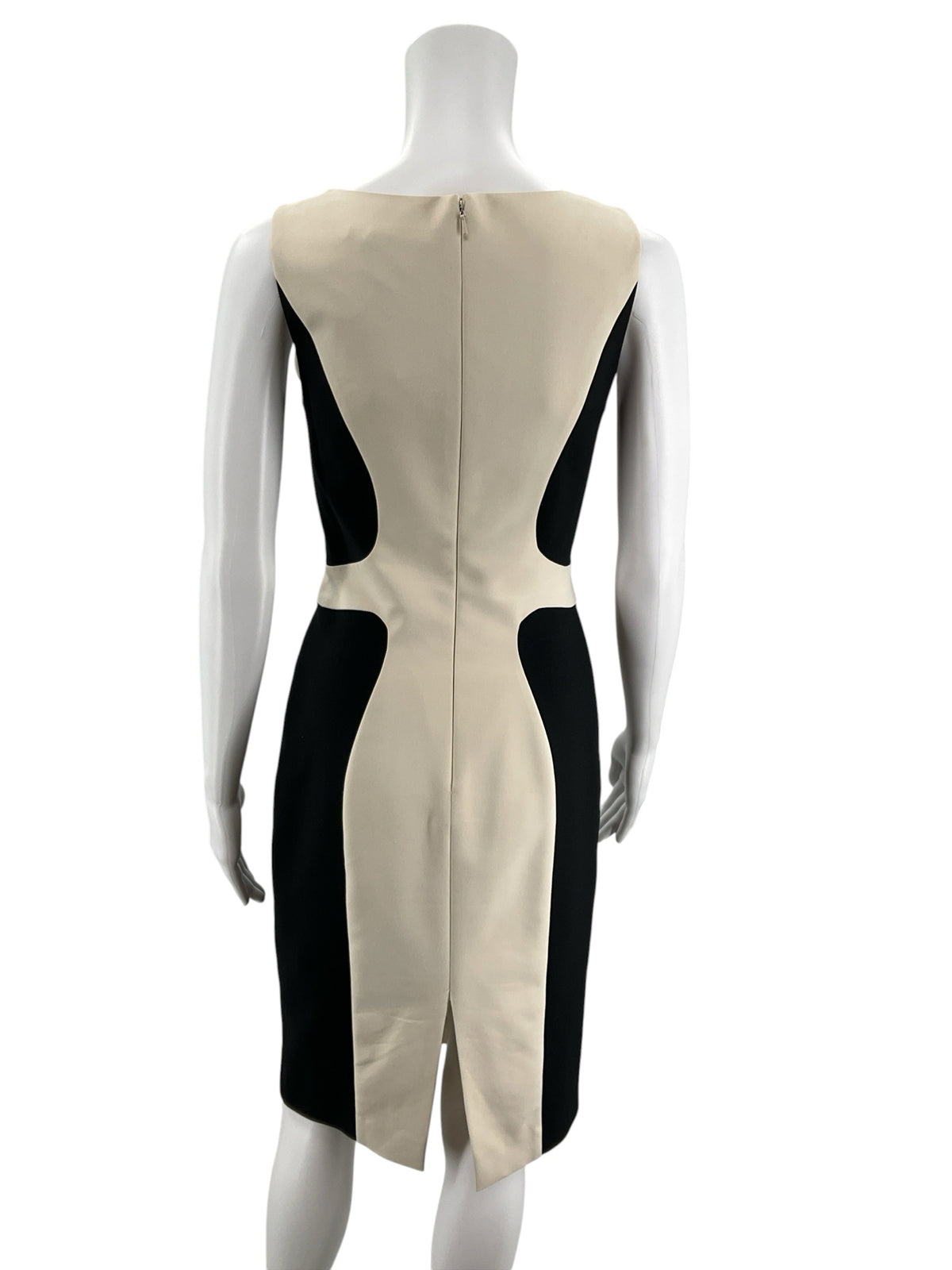 Black Halo Size 2 Cream &amp;amp; Black Colorblock Sleeveless Sheath Dress - ONLINE ONLY