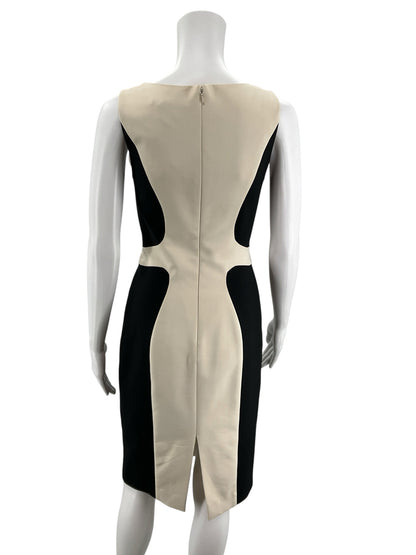 Black Halo Size 2 Cream &amp;amp; Black Colorblock Sleeveless Sheath Dress - ONLINE ONLY