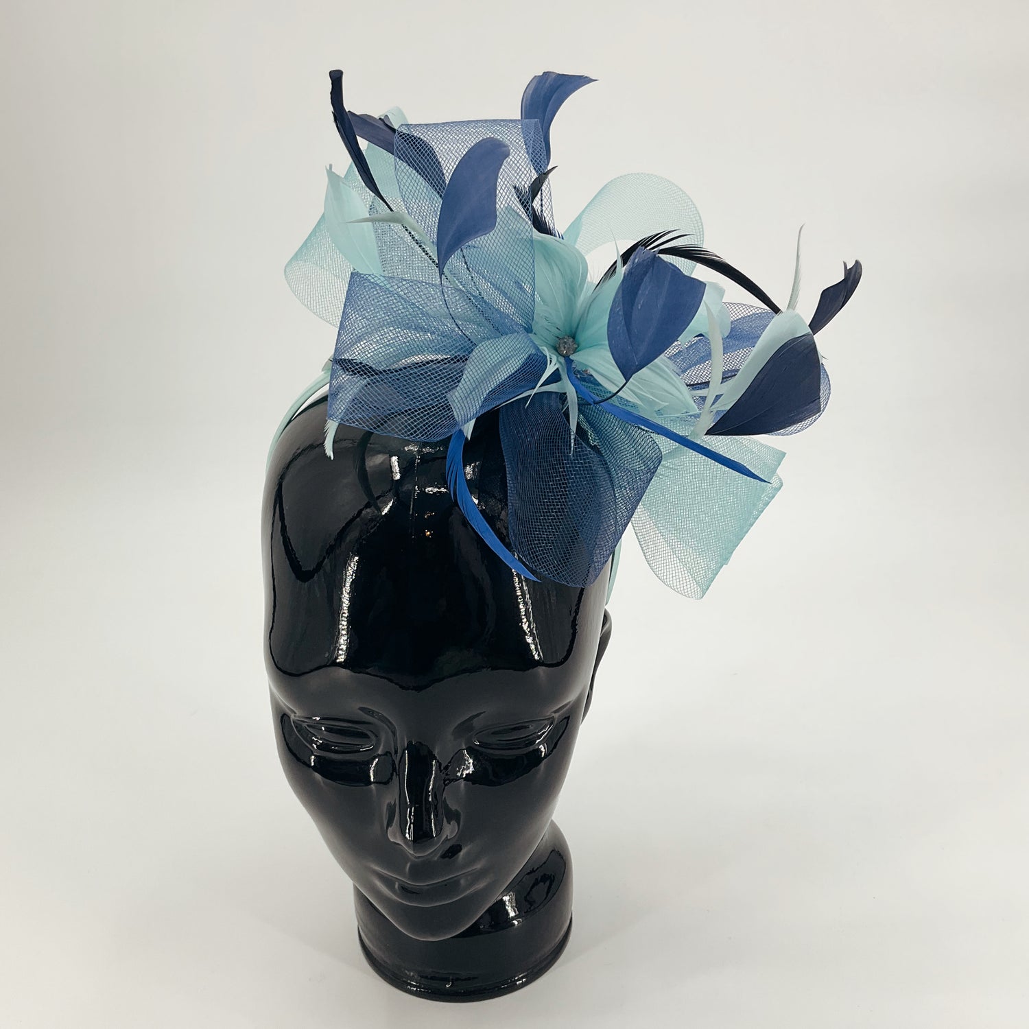 No Brand Aqua/Blue Feathers Fascinator