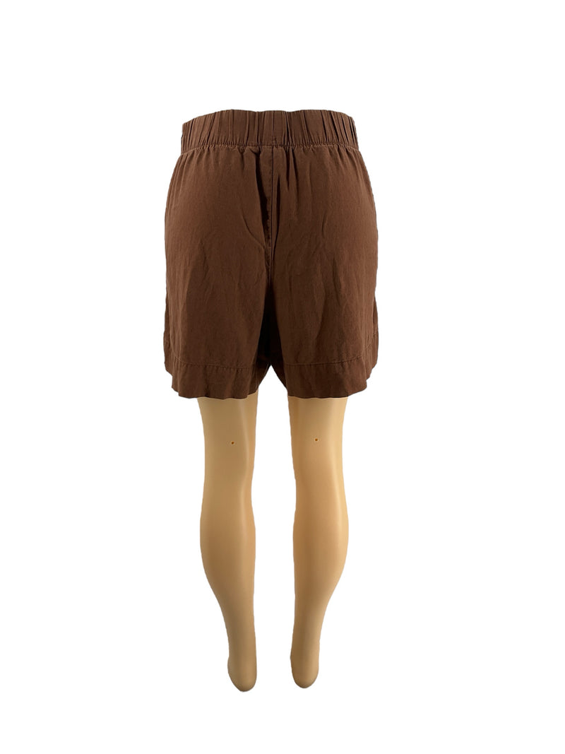 Pre-Owned Gap Brown Solid Linen-Blend Pull-On Shorts - Size Large