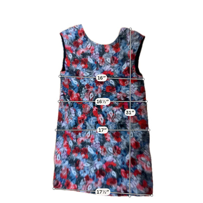 The Kooples red/blue/white Mini Poppy-Print 100% Silk Shift Dress XS NWT Red Blue Floral V-Back - Size XS