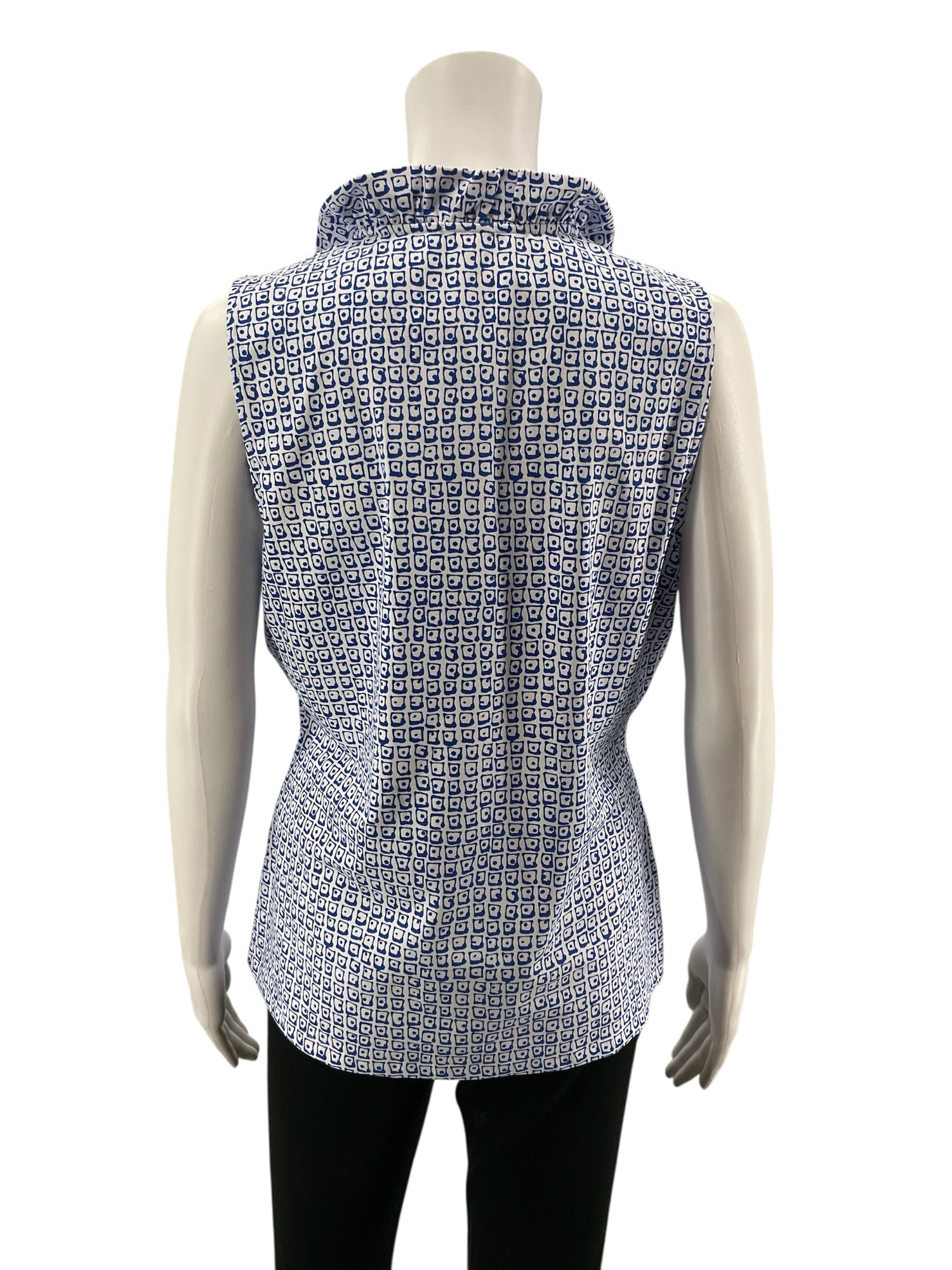 J. McLaughlin Sleeveless Durham Top Navy Vineyard Path Print Size Large NWT
