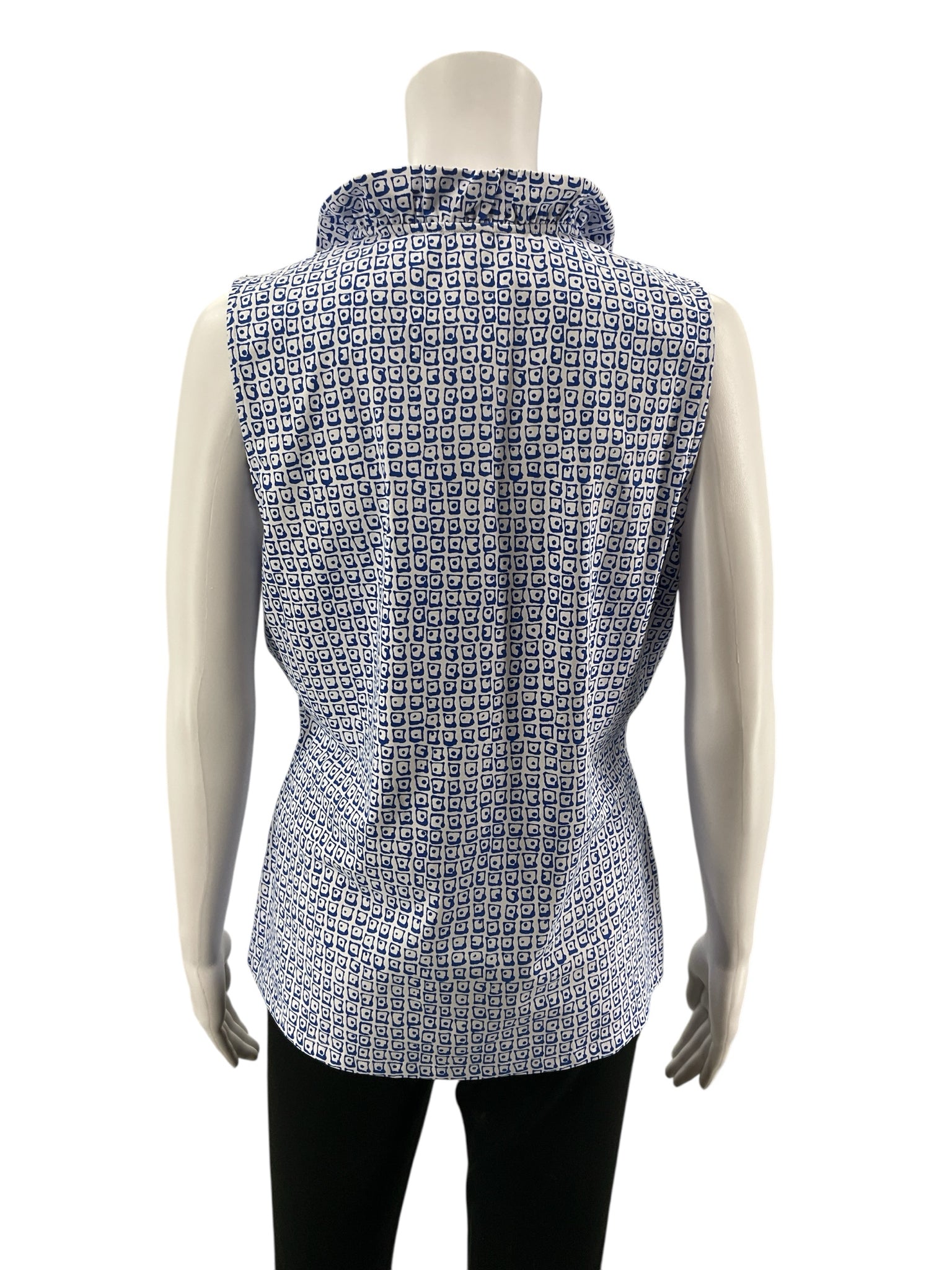 J. McLaughlin Sleeveless Durham Top Navy Vineyard Path Print Size Large NWT