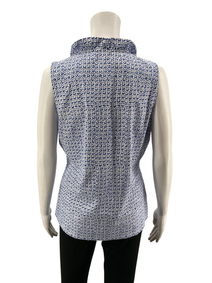 J. McLaughlin Sleeveless Durham Top Navy Vineyard Path Print Size Large NWT