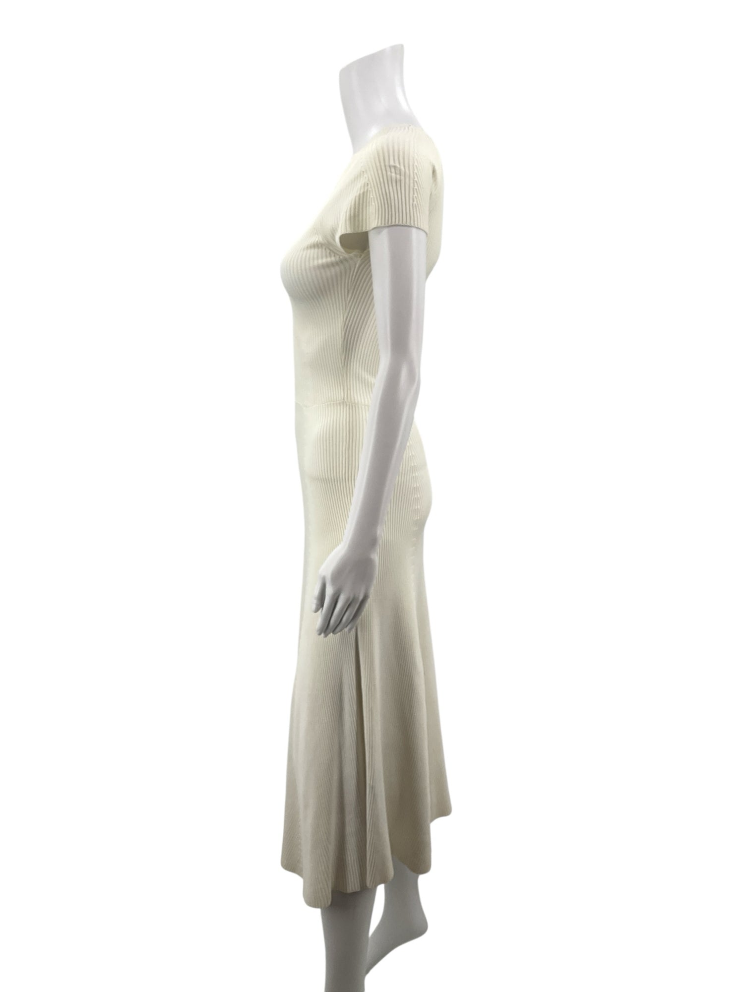 Zara Cream Ribbed Pre-Owned Ladies Dress - Size Small