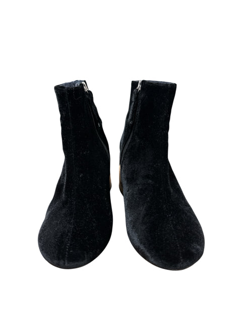 Topshop HARPER Black Velvet Ankle Boots Silver Block Heel | Made in Italy | Size 7