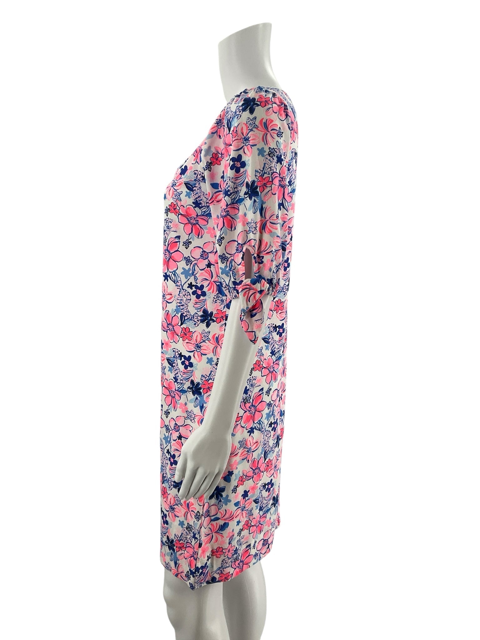 Lilly Pulitzer Pink/White/Blue Floral Pre-Owned Ladies Dress - Size XS