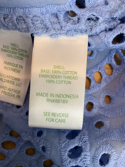 Lilly Pulitzer Astara Eyelet Tunic Top XL Light Blue Cotton Button Down Pre-Owned
