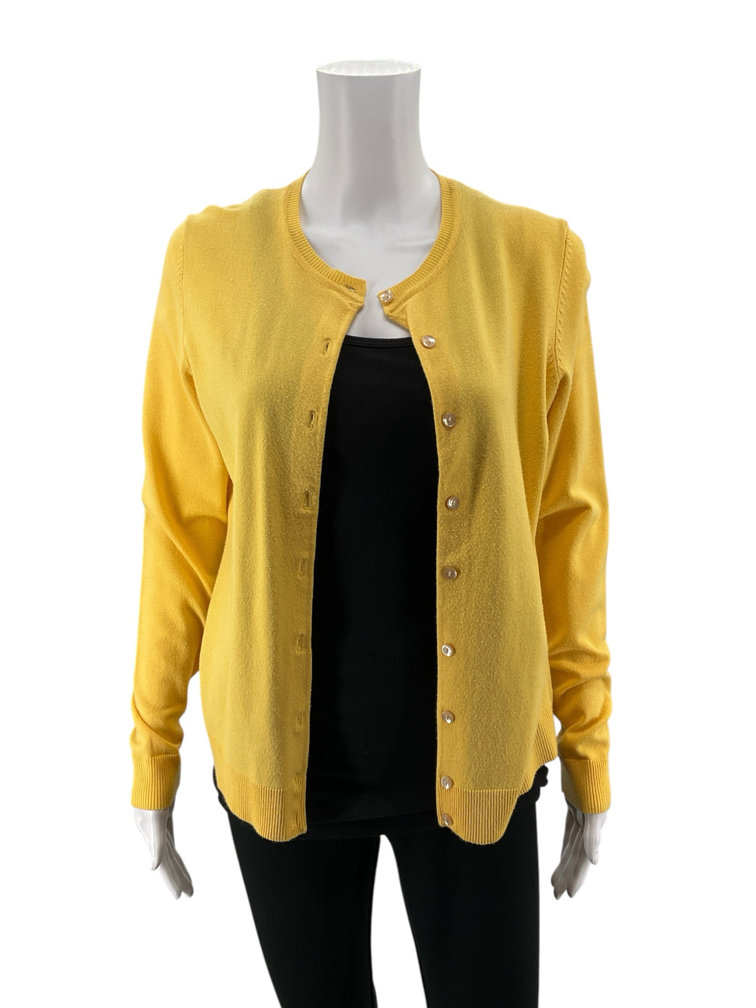 Charter Club Yellow Crewneck Button-Front Cardigan Sweater Size Medium